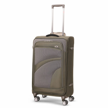 Aerolite 26" Super Lightweight Soft Shell Medium Checked In Hold Luggage Suitcase with 8 Wheels, 67L Capacity - Midnight Fern